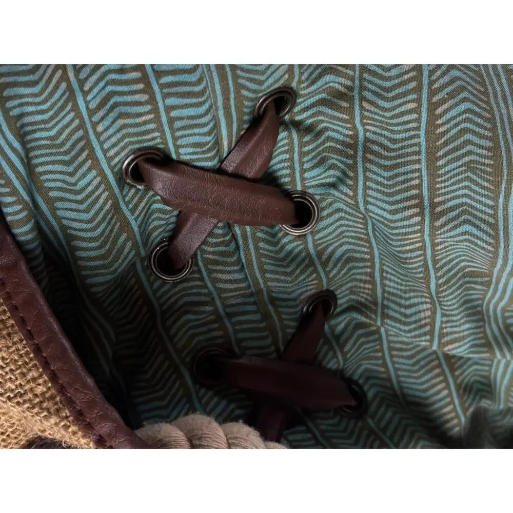 Billabong Nautical Anchor Tote Bag Rope Handle Leather Trim Beach Coastal Summer - Picture 6 of 8